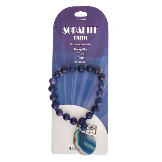 John Bead Sodalite Blue Natural Stone Bracelet with Agate &#x26; Lock Charm